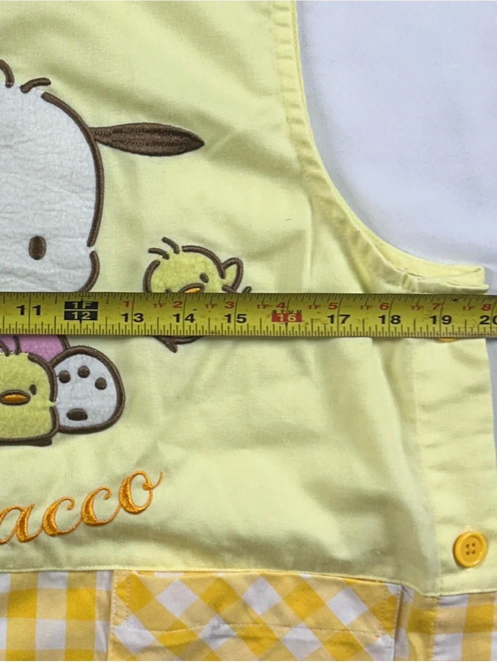 Sanrio Pochacco 319341 Yellow Gingham Tunic Apron